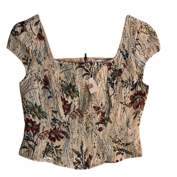 In Loom Tapestry Corset Top NWT Floral Print Women's Top - Picture 9 of 9